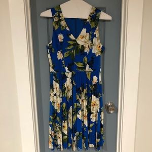 Blue floral fit and flare dress